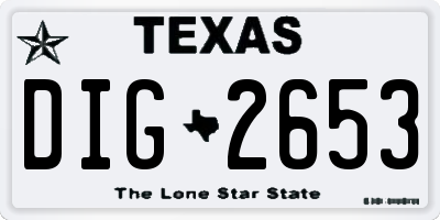 TX license plate DIG2653