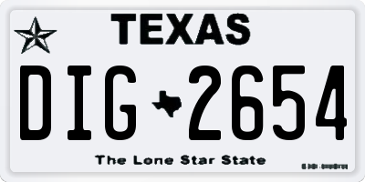 TX license plate DIG2654