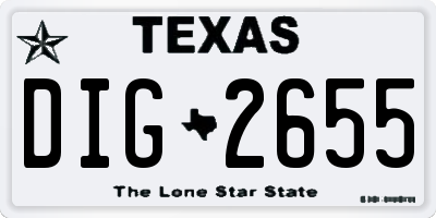 TX license plate DIG2655