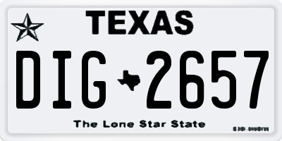 TX license plate DIG2657