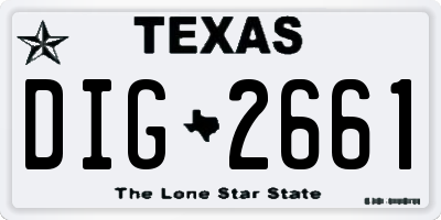 TX license plate DIG2661