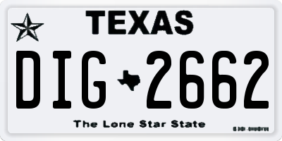 TX license plate DIG2662
