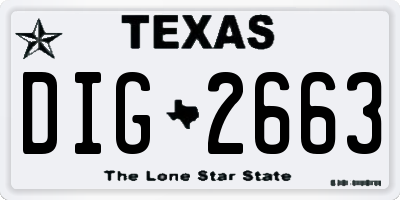 TX license plate DIG2663