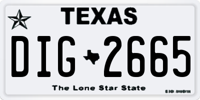TX license plate DIG2665