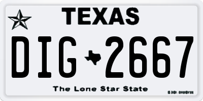 TX license plate DIG2667