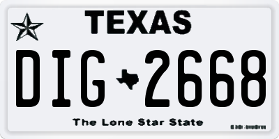 TX license plate DIG2668