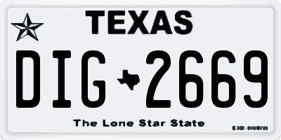 TX license plate DIG2669