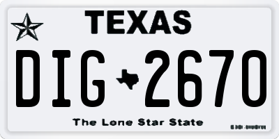TX license plate DIG2670