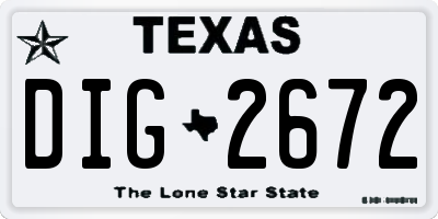 TX license plate DIG2672