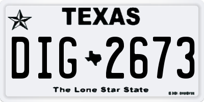 TX license plate DIG2673