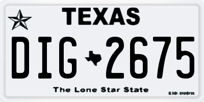 TX license plate DIG2675