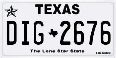 TX license plate DIG2676