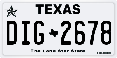 TX license plate DIG2678