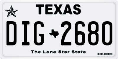 TX license plate DIG2680
