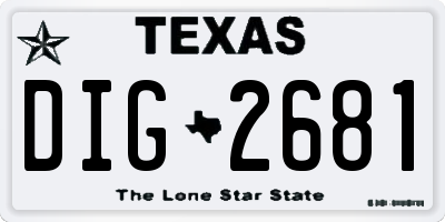 TX license plate DIG2681