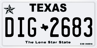 TX license plate DIG2683