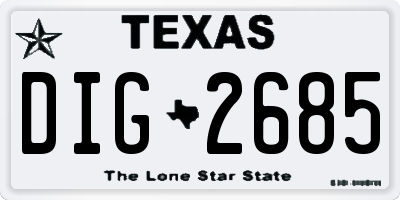 TX license plate DIG2685