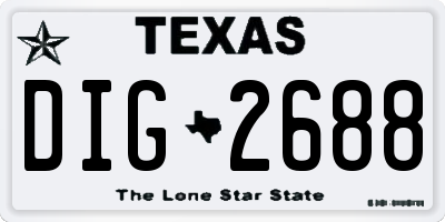 TX license plate DIG2688