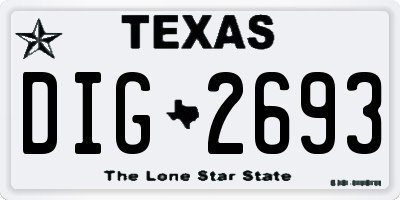 TX license plate DIG2693