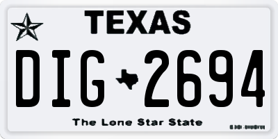 TX license plate DIG2694