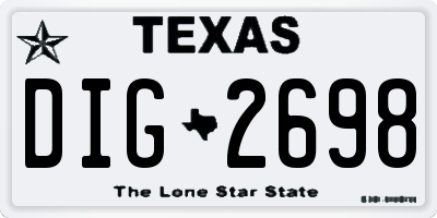 TX license plate DIG2698