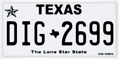 TX license plate DIG2699