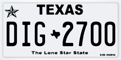 TX license plate DIG2700