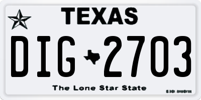 TX license plate DIG2703