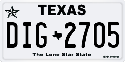 TX license plate DIG2705