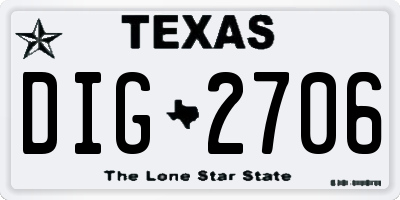 TX license plate DIG2706