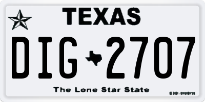 TX license plate DIG2707
