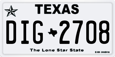 TX license plate DIG2708