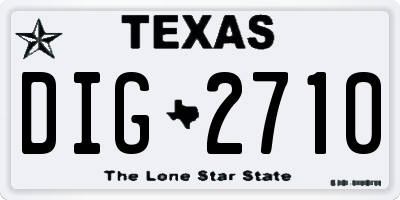 TX license plate DIG2710