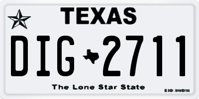TX license plate DIG2711