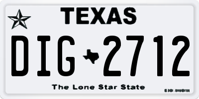 TX license plate DIG2712