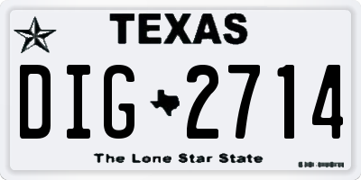TX license plate DIG2714