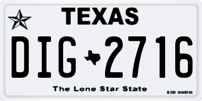 TX license plate DIG2716