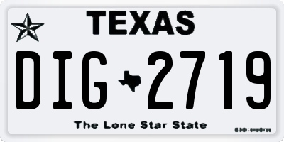 TX license plate DIG2719