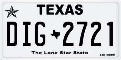 TX license plate DIG2721