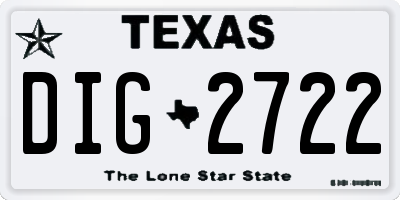 TX license plate DIG2722