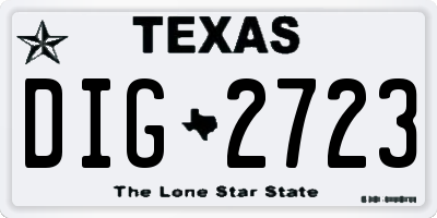 TX license plate DIG2723