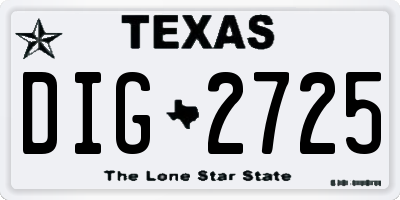 TX license plate DIG2725
