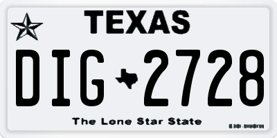 TX license plate DIG2728
