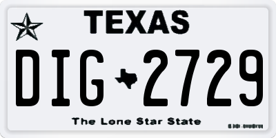TX license plate DIG2729