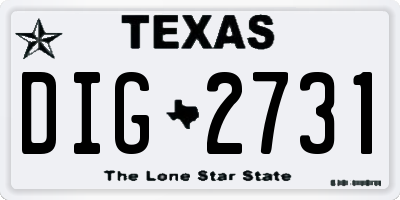 TX license plate DIG2731