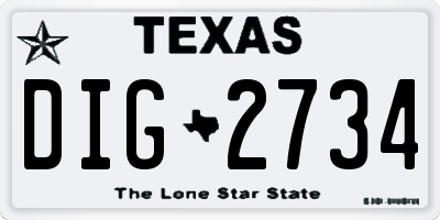 TX license plate DIG2734