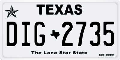 TX license plate DIG2735