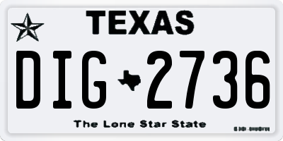 TX license plate DIG2736