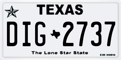 TX license plate DIG2737