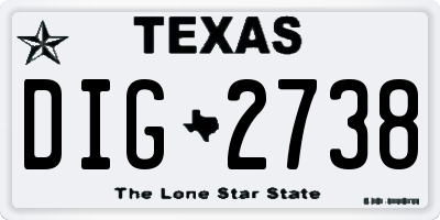 TX license plate DIG2738